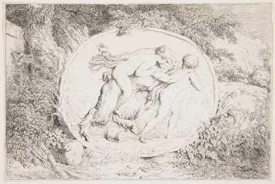 Nymph Astride a Satyr by Jean Honore Fragonard